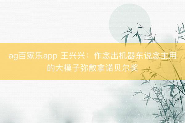 ag百家乐app 王兴兴：作念出机器东说念主用的大模子弥散拿诺贝尔奖