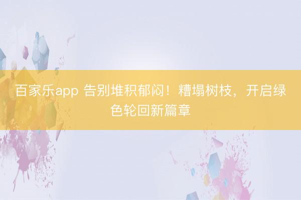 百家乐app 告别堆积郁闷！糟塌树枝，开启绿色轮回新篇章