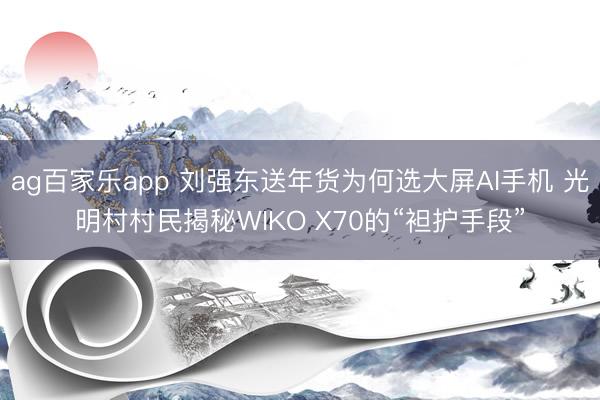 ag百家乐app 刘强东送年货为何选大屏AI手机 光明村村民揭秘WIKO X70的“袒护手段”