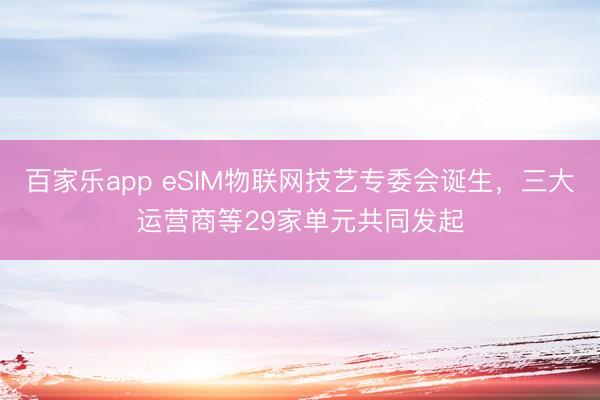 百家乐app eSIM物联网技艺专委会诞生,三大运营商等29家单元共同发起
