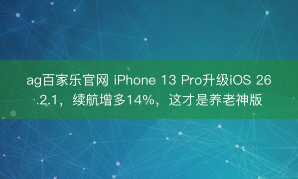 ag百家乐官网 iPhone 13 Pro升级iOS 26.2.1,续航增多14%,这才是养老神版