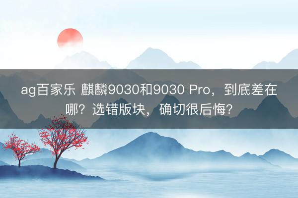 ag百家乐 麒麟9030和9030 Pro,到底差在哪?选错版块,确切很后悔?