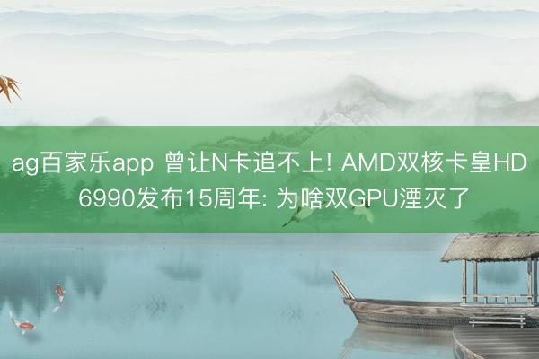 ag百家乐app 曾让N卡追不上! AMD双核卡皇HD 6990发布15周年: 为啥双GPU湮灭了