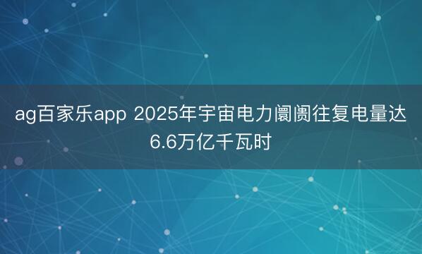 ag百家乐app 2025年宇宙电力阛阓往复电量达6.6万亿千瓦时