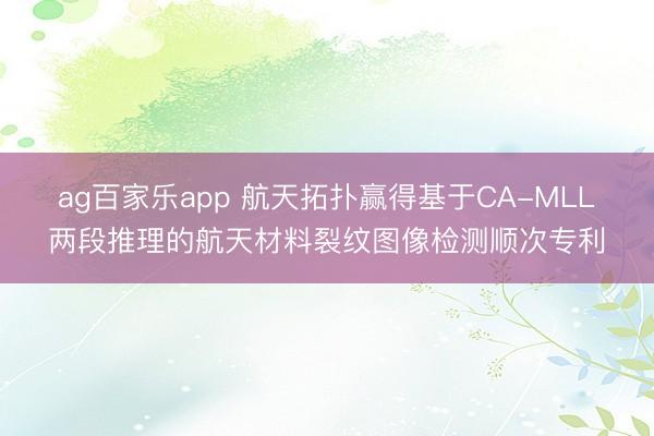 ag百家乐app 航天拓扑赢得基于CA-MLL两段推理的航天材料裂纹图像检测顺次专利