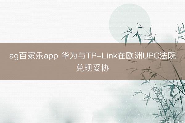 ag百家乐app 华为与TP-Link在欧洲UPC法院兑现妥协
