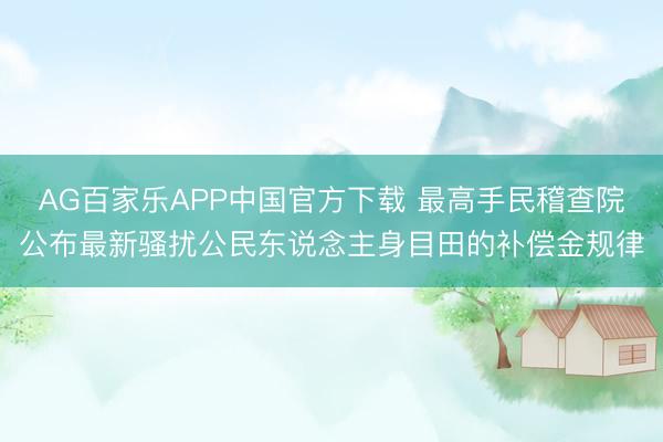 AG百家乐APP中国官方下载 最高手民稽查院公布最新骚扰公民东说念主身目田的补偿金规律
