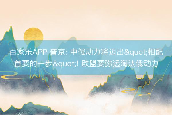 百家乐APP 普京: 中俄动力将迈出"相配首要的一步"! 欧盟要弥远淘汰俄动力