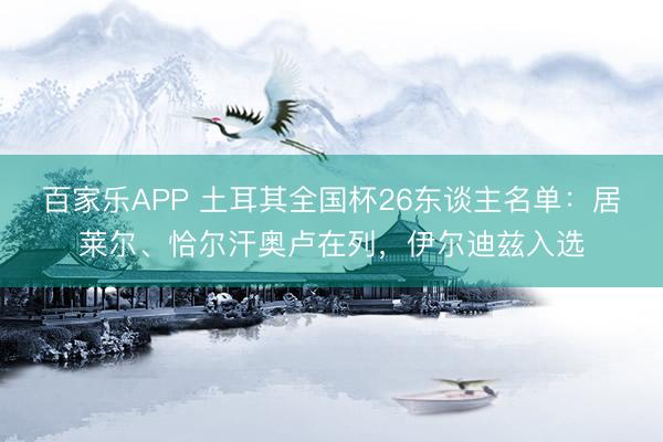 百家乐APP 土耳其全国杯26东谈主名单:居莱尔、恰尔汗奥卢在列,伊尔迪兹入选