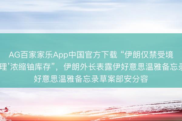 AG百家家乐App中国官方下载 “伊朗仅禁受境内实施‘稀释处理’浓缩铀库存”，伊朗外长表露伊好意思温雅备忘录草案部安分容