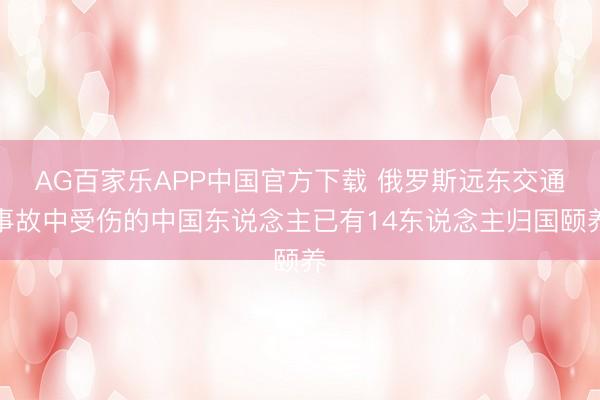 AG百家乐APP中国官方下载 俄罗斯远东交通事故中受伤的中国东说念主已有14东说念主归国颐养